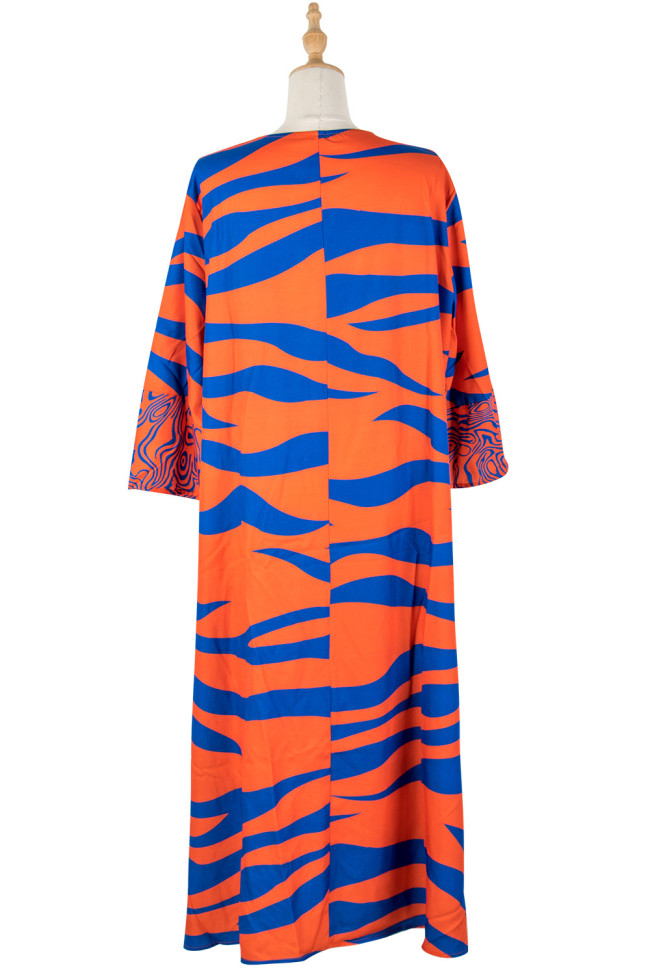 Women's Dress V-Neck Printed Long Sleeves Casual A Line Maxi Holiday Dress
