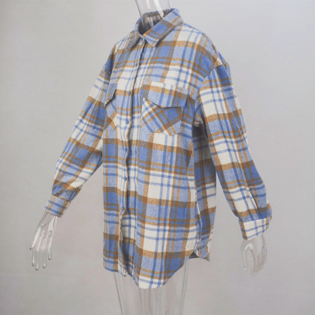 New Long Sleeve Fashion Shirt Coat Women'S Casual Women'S Plaid Shirt