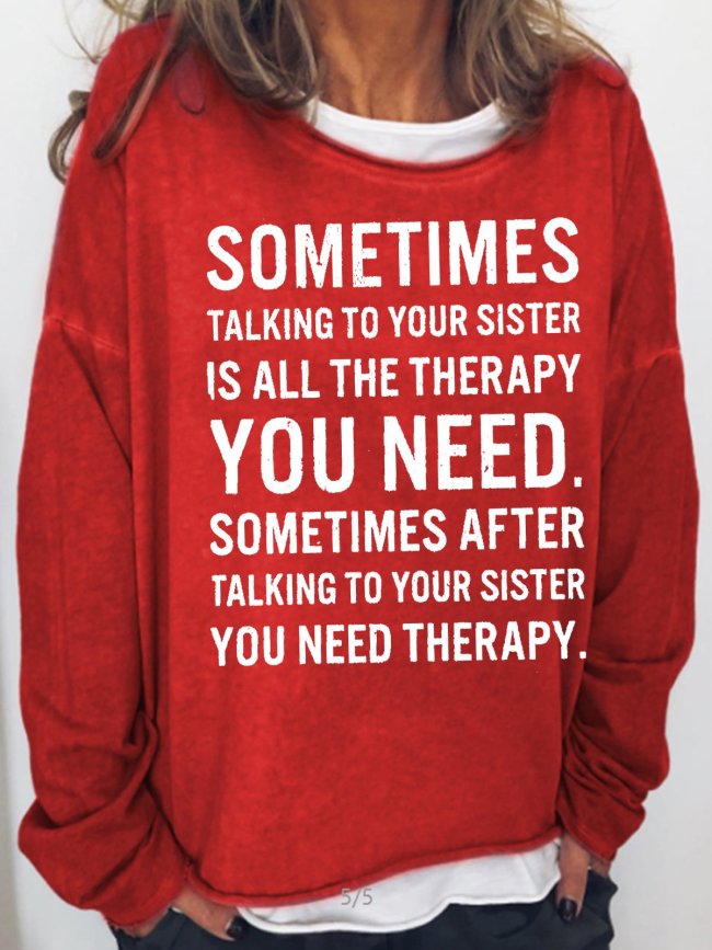 Womens Funny Sister Letters Casual Sweatshirts