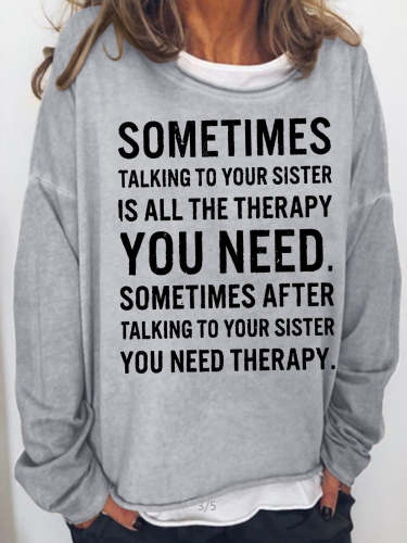 Womens Funny Sister Letters Casual Sweatshirts