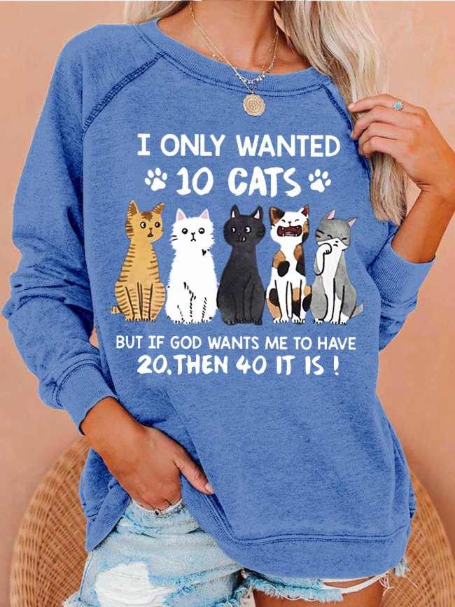 Womens Cat Lover Crew Neck Sweatshirts