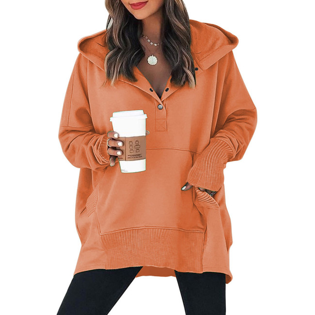 Women's Hoodie Sweatshirt Solid Color Bat Sleeve Hoody Oversized Sweatshirt