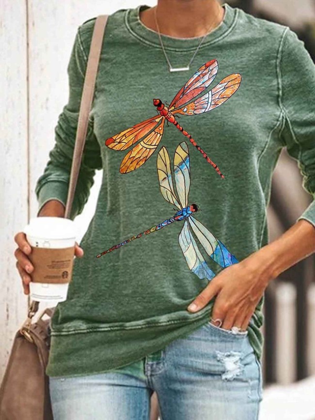 Flying Dragonfly Graphic Sweatshirt