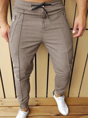 Men's Casual Solid Color Pant Skinny Slim Fit Mens Sport Pant