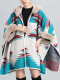 Women's Shawl Loose Fur Collar Jacquard Knit Cardigan Shawl Cape Coat Aztec Shawl