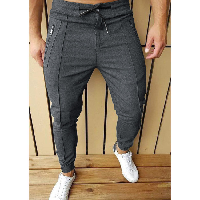 Men's Casual Solid Color Pant Skinny Slim Fit Mens Sport Pant