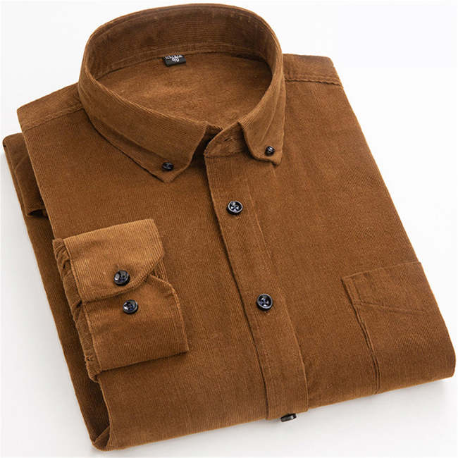 Cotton Corduroy Long-sleeved Men Shirt Casual Multi-colored Shirts