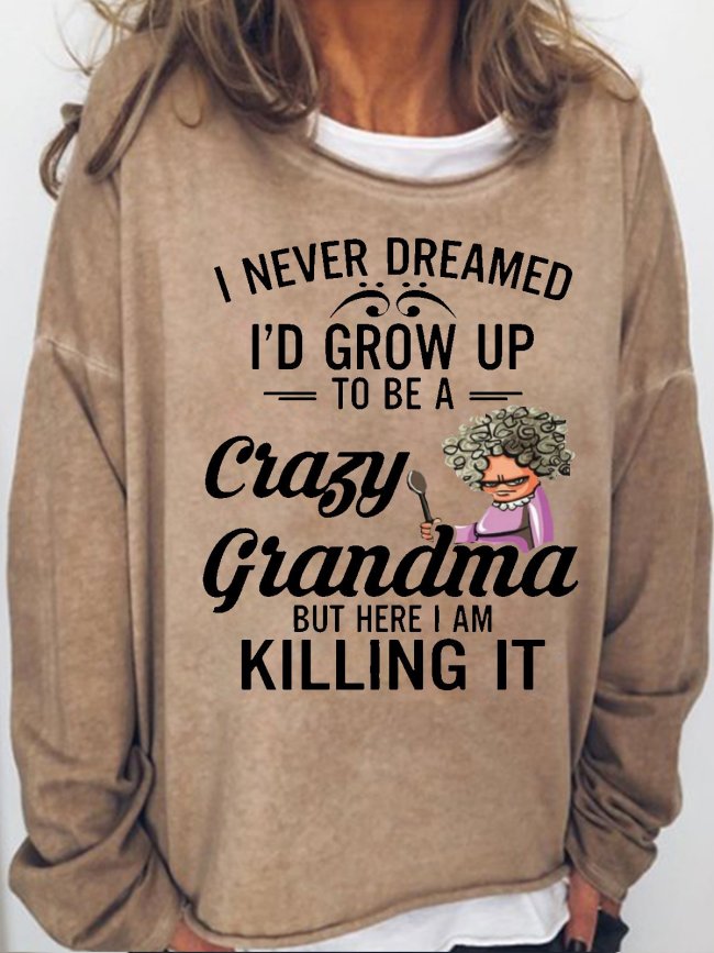Womens Funny Letter Grandma Casual Loose Sweatshirts