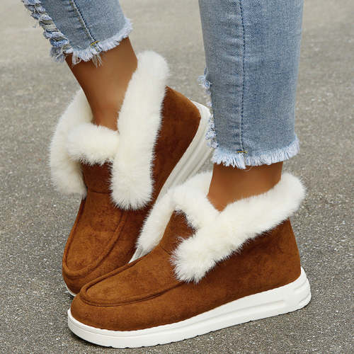 Snow Boots Warm Winter Shoes Plush Fur Ankle Boots Women
