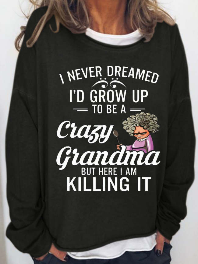 Womens Funny Letter Grandma Casual Loose Sweatshirts