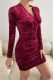 Womens Party Dress Velvet Long Sleeve Mini Wrap Dress