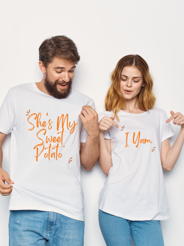 Couple's T Shirts She's My Sweet Potato I Yam Set Short Sleeve T Shirts Sets Great Gifts For Couple Or Lovers
