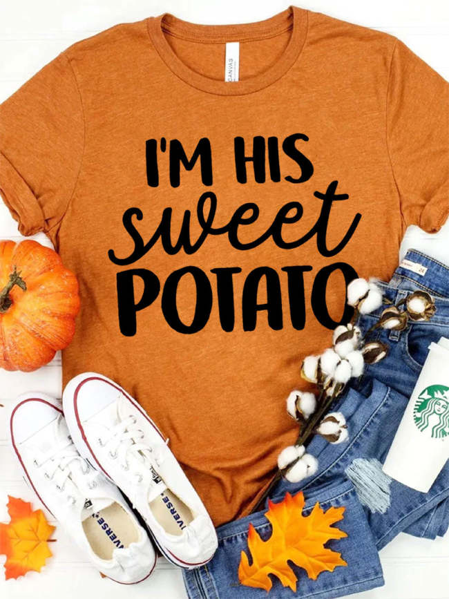 Couple's Green Bean And Sweet Potato Matching T-shirts For Thanksgiving, Christmas Gifts