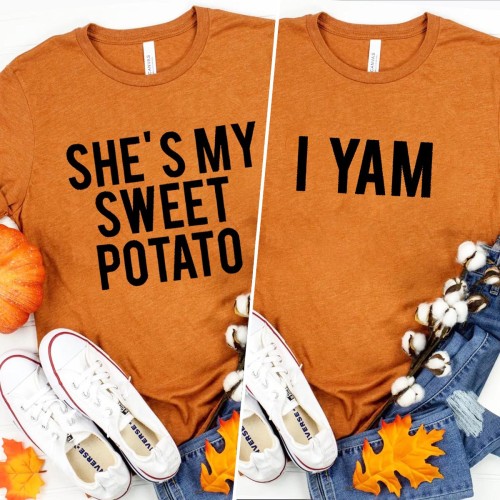 She's My Sweet Potato I Yam Matching Cotton T-shirts