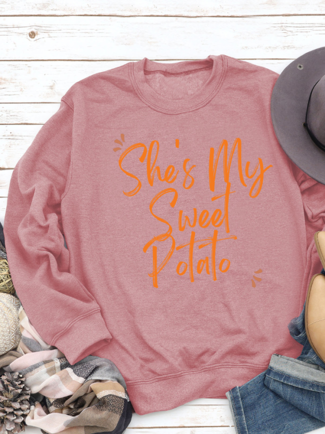 Couple's She's My Sweet Potato I Yam Set Crewneck Sweatshirts Sets Sweet Funny Gifts For Couple Or Lovers