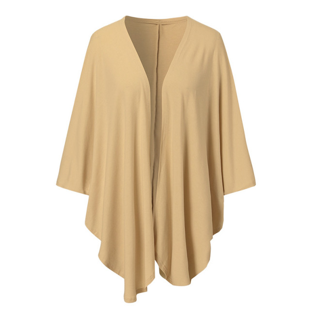 Women's Cardigan Solid Color Open Front Loose Irregular Light Weight Cardigan