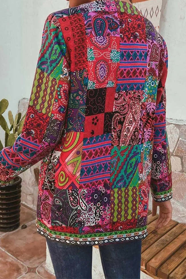Print Printing O Neck Jacket Outerwear(3 Colors)