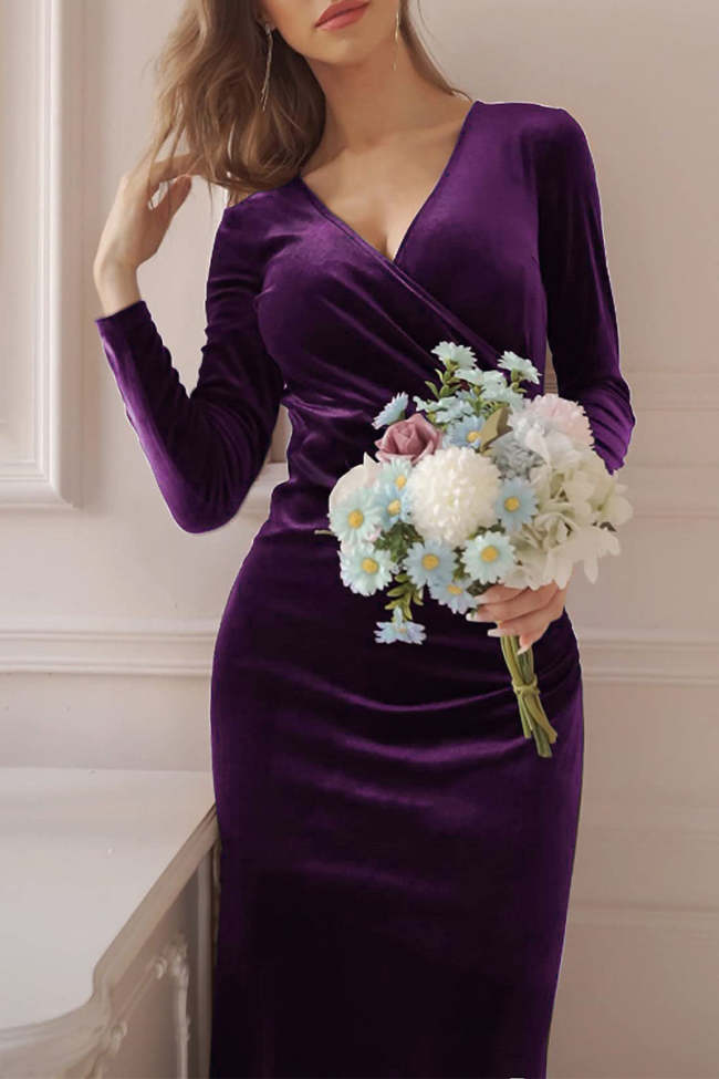 Sweet Elegant Solid Solid Color V Neck Evening Dress Dresses