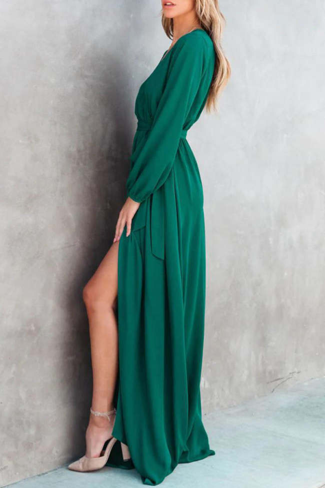 Elegant Solid Solid Color V Neck Dresses