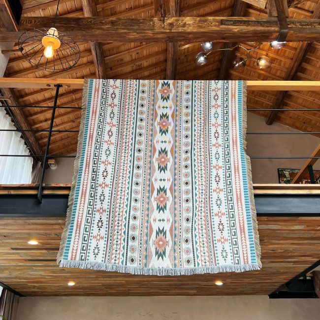 White Southwest Native American Indian Throw Blanket Aztec Blanket for Bed Couch/Sofa/Chair/Recliner/Loveseat/Window/Hiking/RV