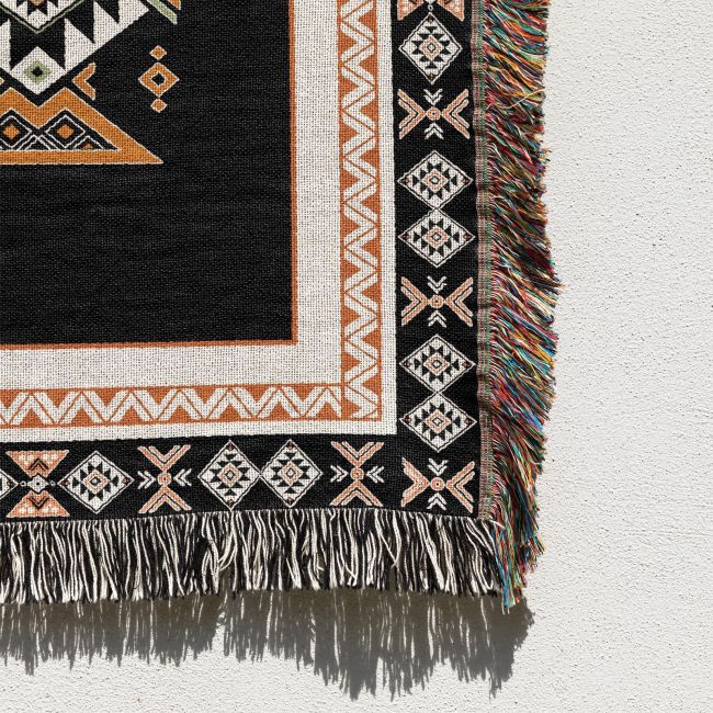 Black Southwest Native American Indian Throw Blanket Aztec Blanket for Bed Couch/Sofa/Chair/Recliner/Loveseat/Window/Hiking/RV