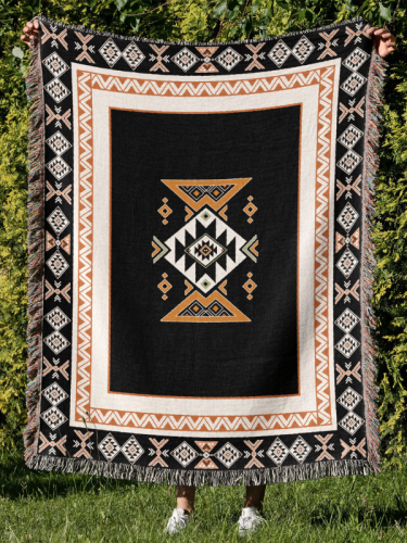 Black Southwest Native American Indian Throw Blanket Aztec Blanket for Bed Couch/Sofa/Chair/Recliner/Loveseat/Window/Hiking/RV