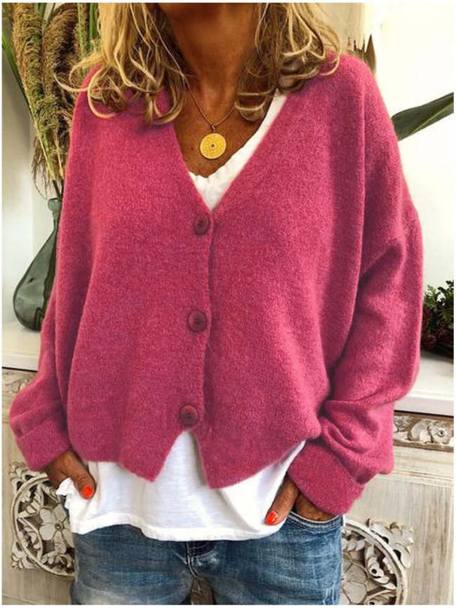 Solid Color Loose Sweater Knitted Cardigan
