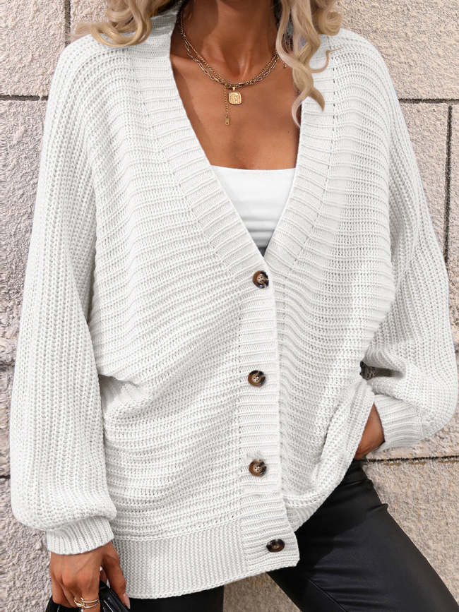 Casual Loose Solid Color Sweater Cardigan