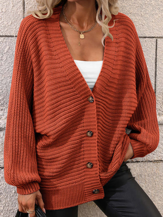 Casual Loose Solid Color Sweater Cardigan