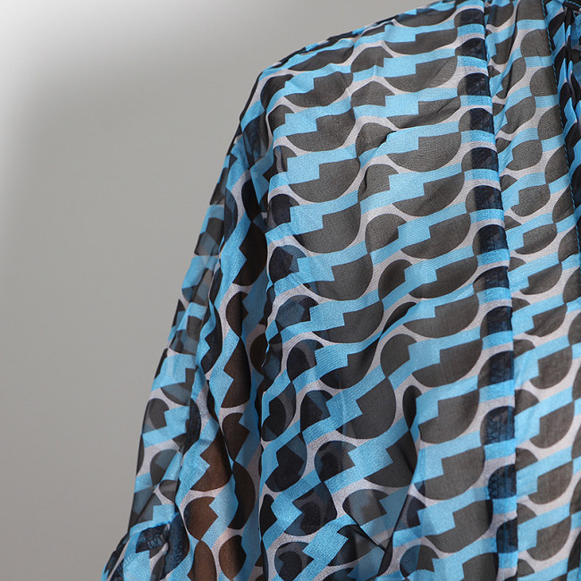 Women's Dress Chiffon Blue Striped Geometric Fashion Show Dress for Photo Shoot