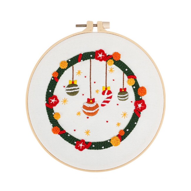 Christmas Embroidery Starter Kit DIY Stamped Handwork Needlework for Beginner Cross Stitch kit Home Decoration Threads Tools