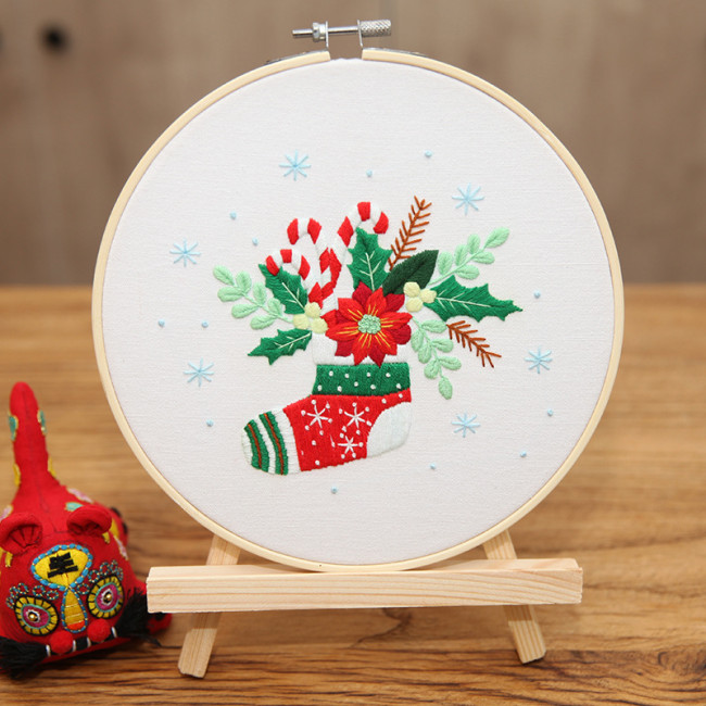 Diy Hand Embroidered Set Sewing Tools Merry Christmas Santa Claus Christmas Socks Christmas Tree