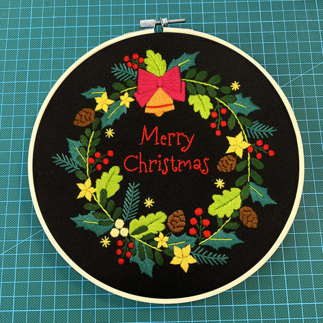 Diy Hand Embroidered Set Sewing Tools Black Merry Christmas Santa Claus Christmas Socks Christmas Tree