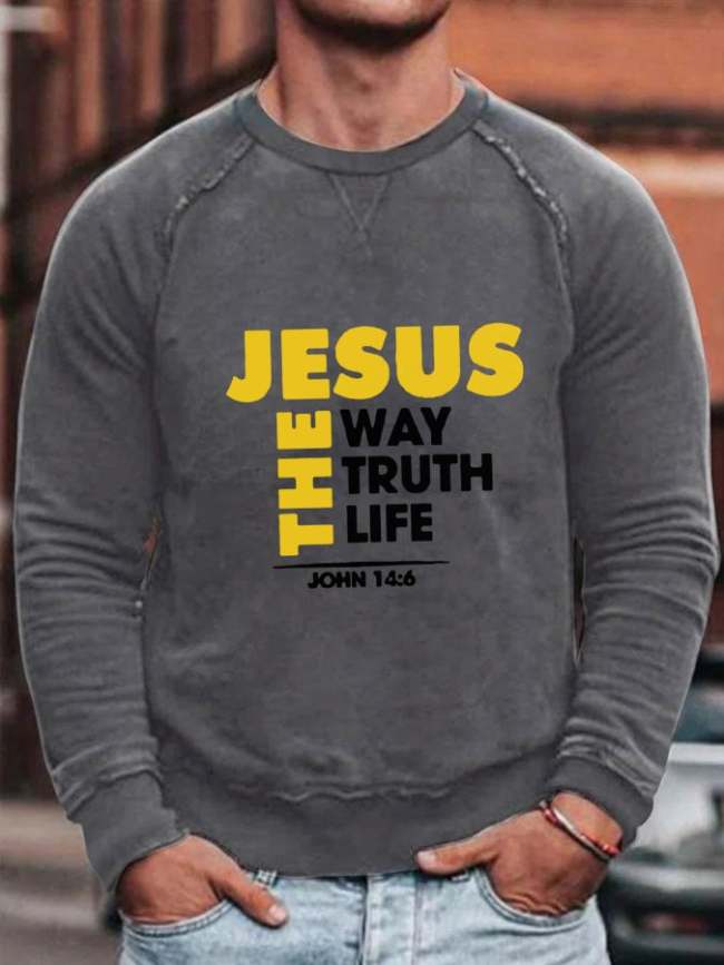Men's Jesus The Way The Truth The Life Print Long Sleeve Top