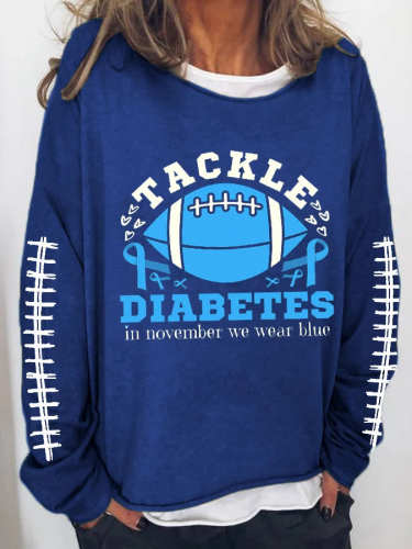 Women's Tackle Diabetes in November We Wear Blue Print Sweatshirt