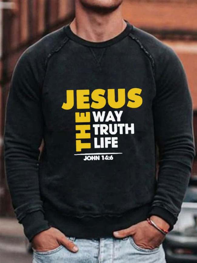 Men's Jesus The Way The Truth The Life Print Long Sleeve Top