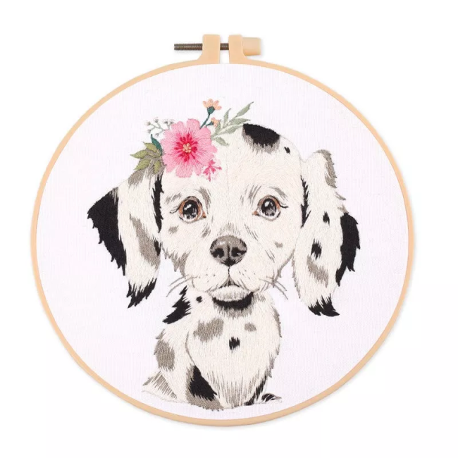 Puppy Pet Portait DIY Hand Embroidery Kit 20cm