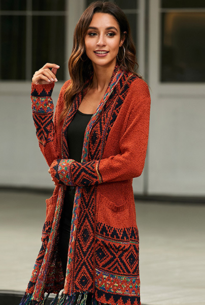Ethnic Bohemian Style Tassel Cardigan Sweater Coat