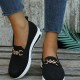 Womens Loafer Metal Chain Slip-on Breathable Lightweight Mesh Casual Shoes