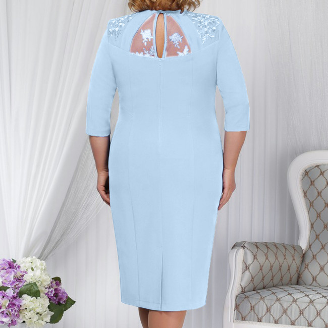 Plus Size Women's Dress Embroidered Floral Lace Cocktail Party Dress Mother of the Bride Dress