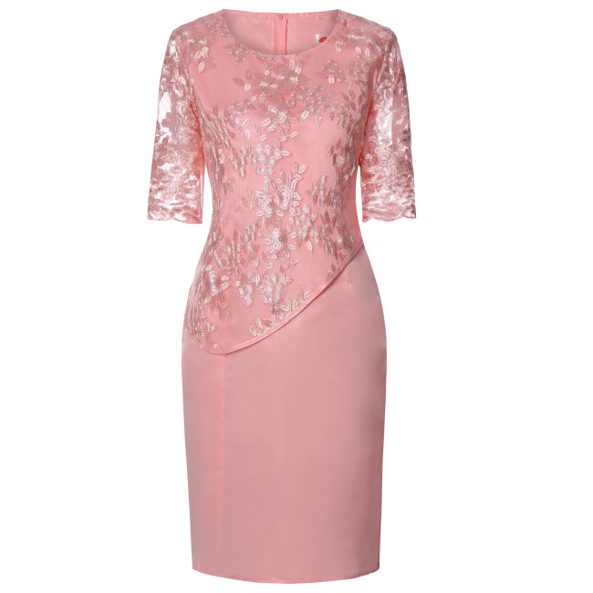 Plus Size Women's Dress Embroidered Floral Lace Cocktail Party Dress Mother of the Bride Dress