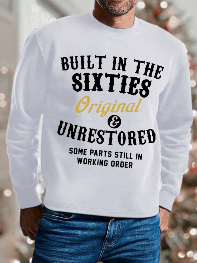 Men's Printed Sweatshirt With Letter Built in Sixties