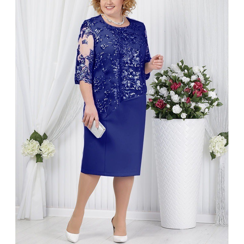 US$ 32.89 - Plus Size Women's Dress Embroidered Floral Lace Cocktail ...