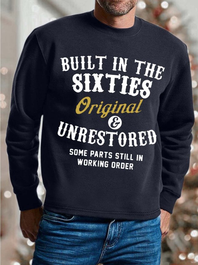 Men's Printed Sweatshirt With Letter Built in Sixties