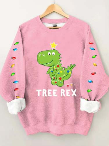 Women's Merry Christmas TREE REX Fun Print Casual Sweatshirt