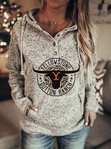 Western Cow Skull Tribal Southwest Printed Long Sleeve Womens Hoodie