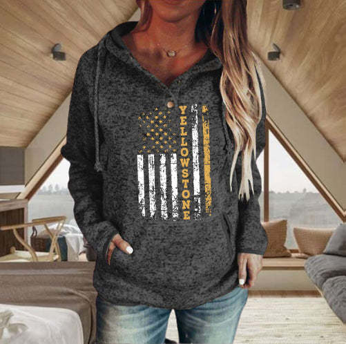 Y Pattern Printed Long-sleeved Hoodie