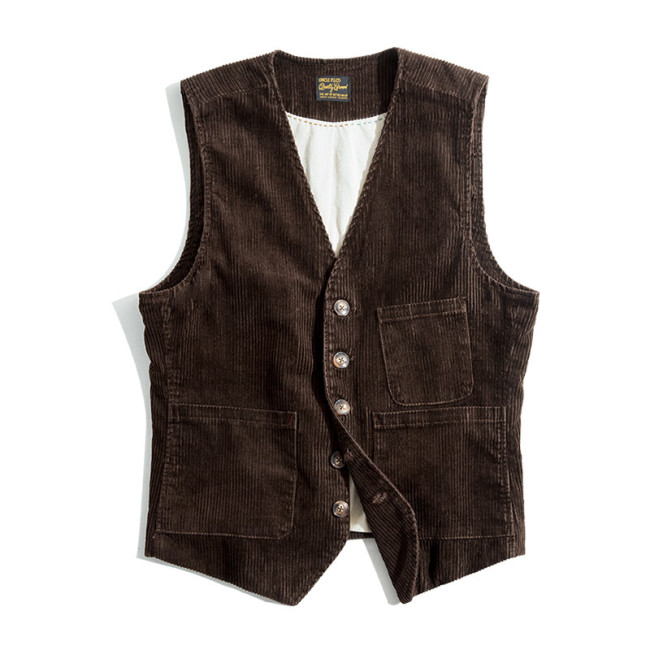 Men's Retro Corduroy Vest 100% Cotton