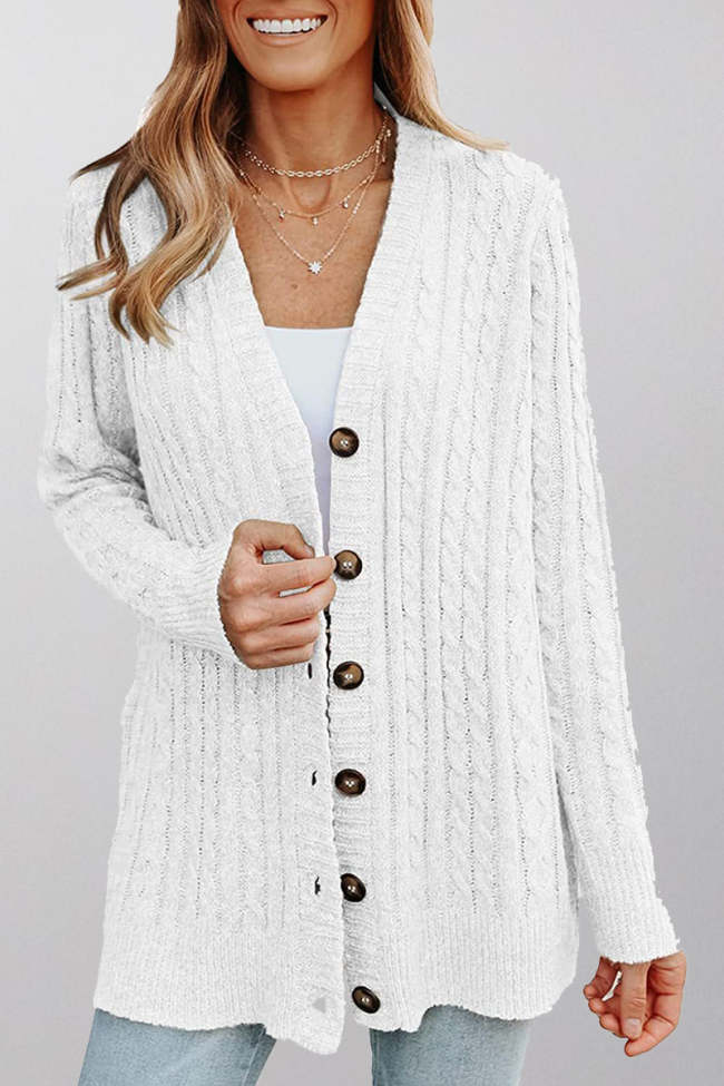 Cable Cardigan With Chunky Buttons