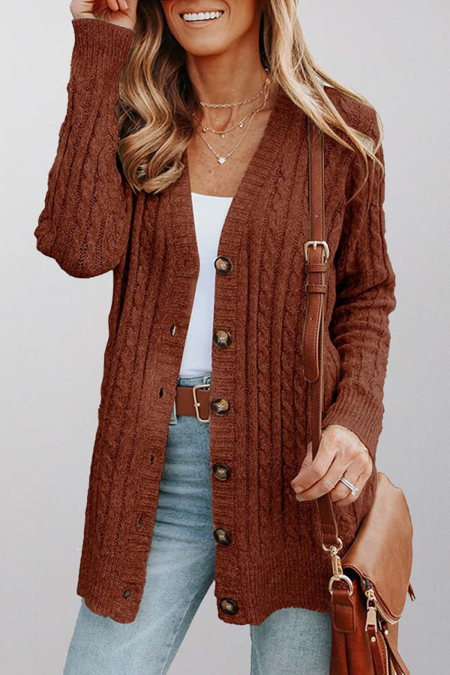 Cable Cardigan With Chunky Buttons